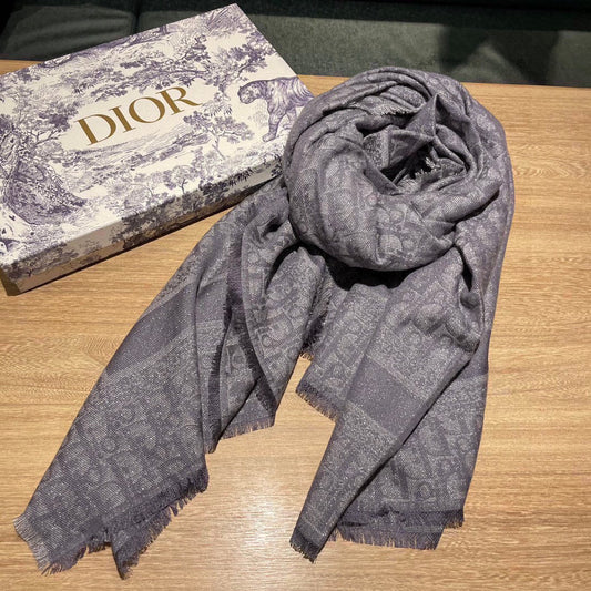 SQUARE SCARF 140 CM IN MOUSE GRAY WOOL AND SILK 415442