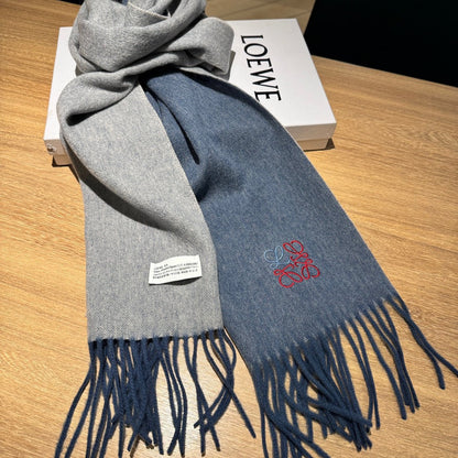 SCARF 180 CM IN PIGEON BLUE MIX LIGHT GRAY CASHMERE 407386