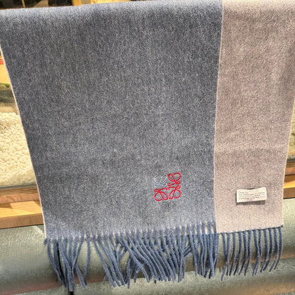 SCARF 180 CM IN PIGEON BLUE MIX LIGHT GRAY CASHMERE 407386