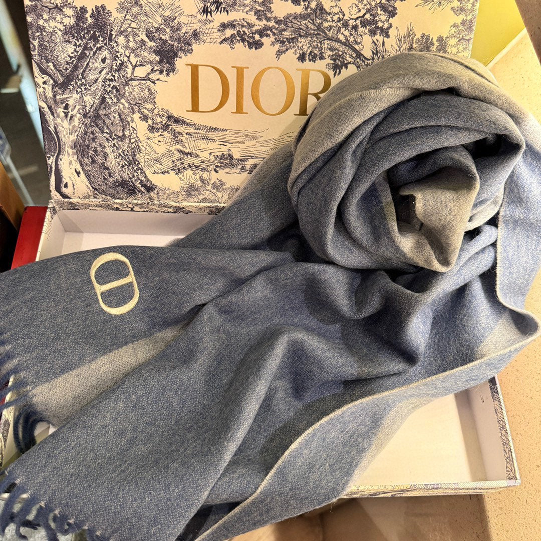 SCARF 180 CM IN PACIFIC BLUE CASHMERE AND WOOL 408837