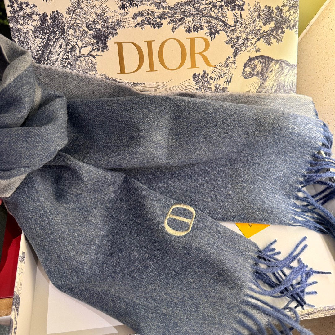 SCARF 180 CM IN PACIFIC BLUE CASHMERE AND WOOL 408837