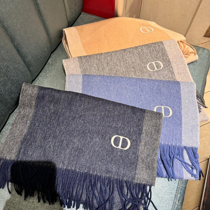 SCARF 180 CM IN NAVY BLUE CASHMERE AND WOOL 408839