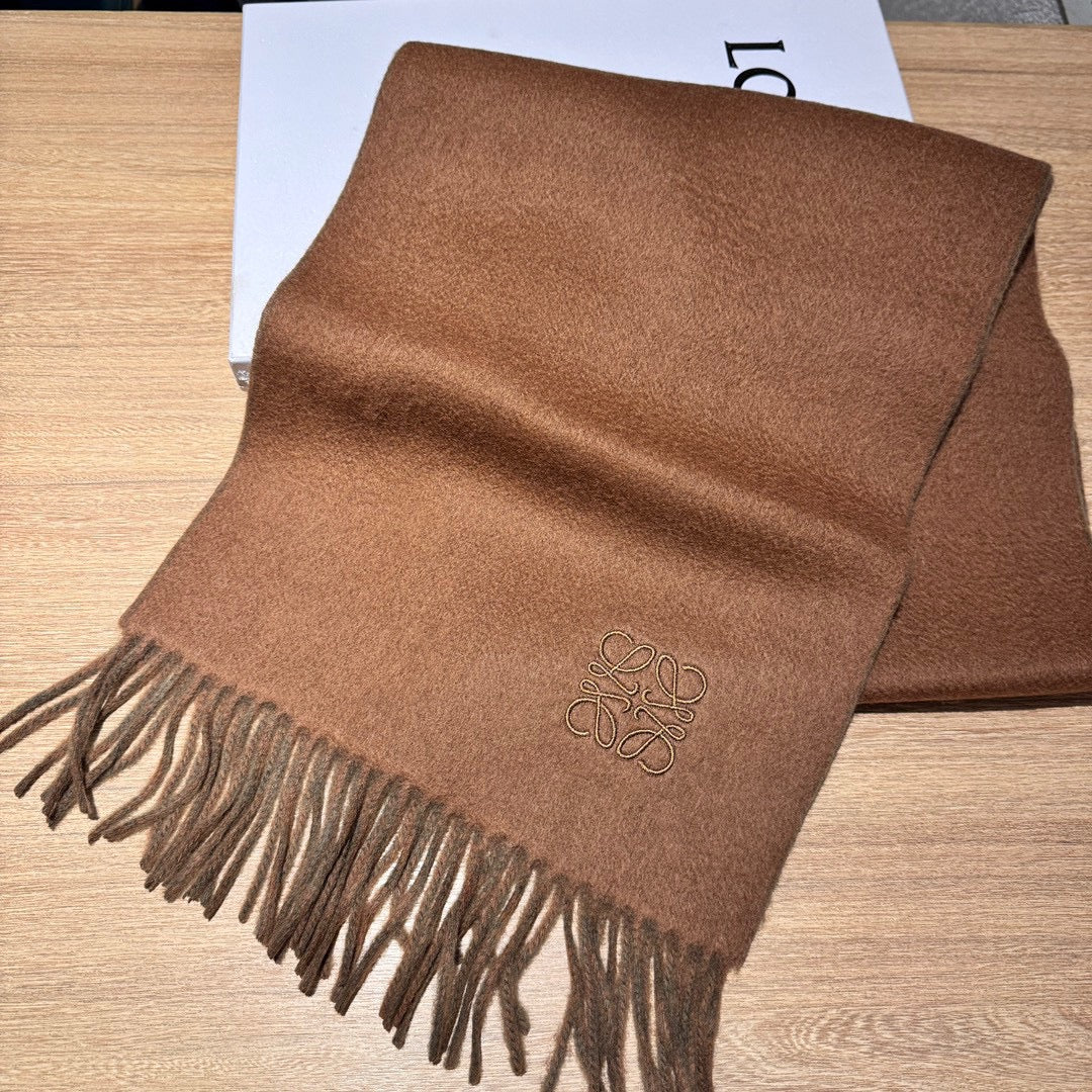 SCARF 180 CM IN BRONZE BROWN AND KHAKI GREEN WOOL AND CASHMERE 411838