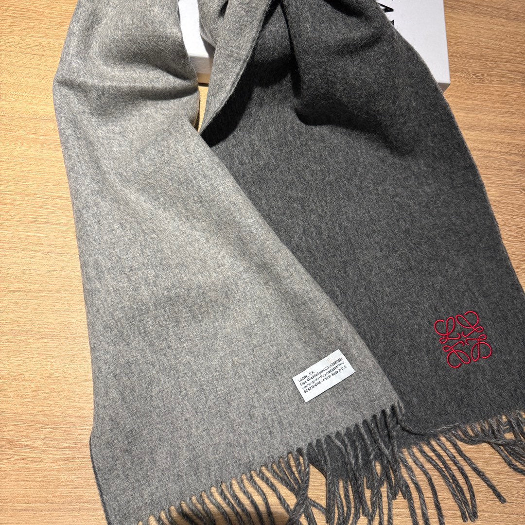 SCARF 180 CM IN DARK GRAY AND LIGHT GRAY WOOL AND CASHMERE 411839