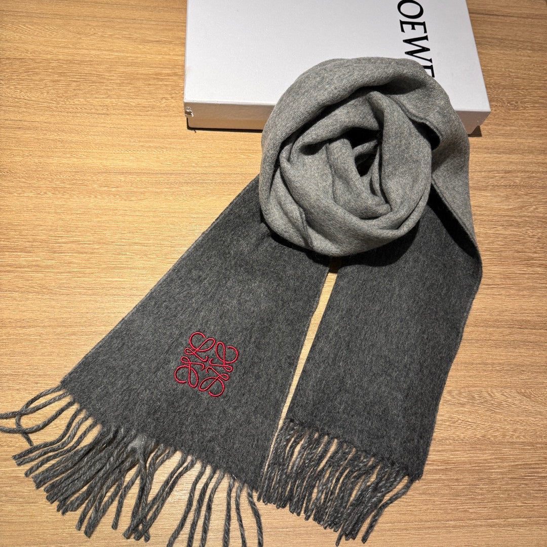 SCARF 180 CM IN DARK GRAY AND LIGHT GRAY WOOL AND CASHMERE 411839