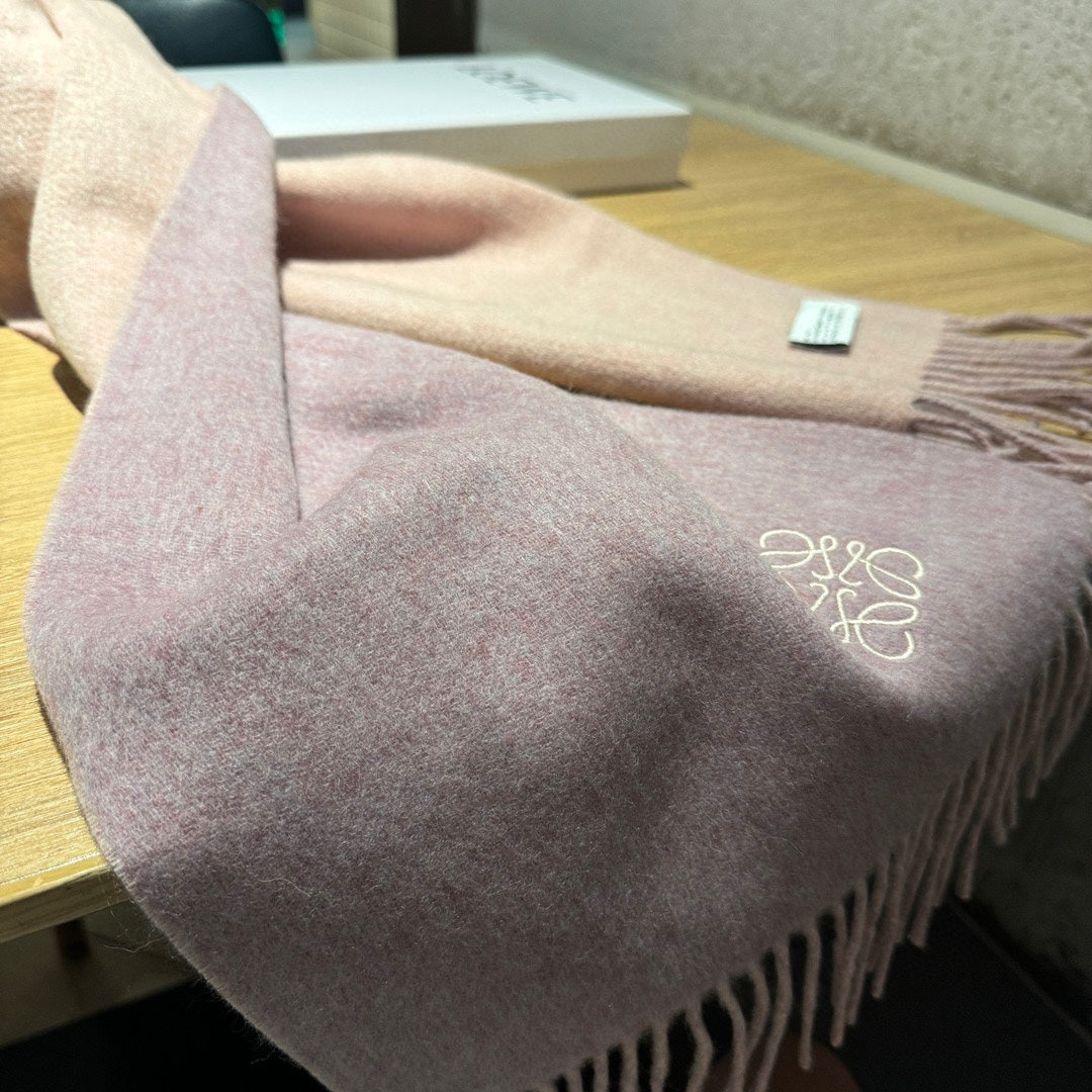 SCARF 180 CM IN CREPE PINK AND LIGHT PINK WOOL AND CASHMERE 411841