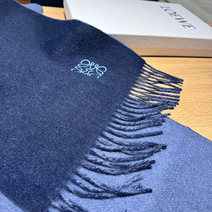 SCARF 180 CM IN LIGHT BLUE AND NAVY BLUE WOOL AND CASHMERE 411842