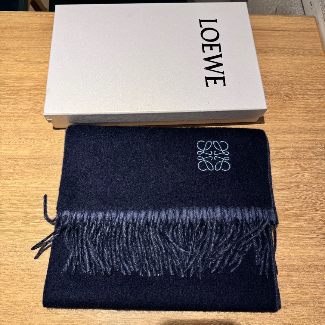 SCARF 180 CM IN LIGHT BLUE AND NAVY BLUE WOOL AND CASHMERE 411842