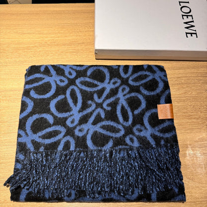 ANAGRAM 200 CM SCARF IN BLACK MIX BLUE ALPACA AND WOOL 411848