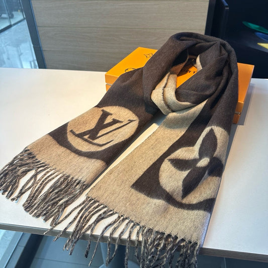 SCARF 180 CM IN KHAKI BROWN CASHMERE 394489