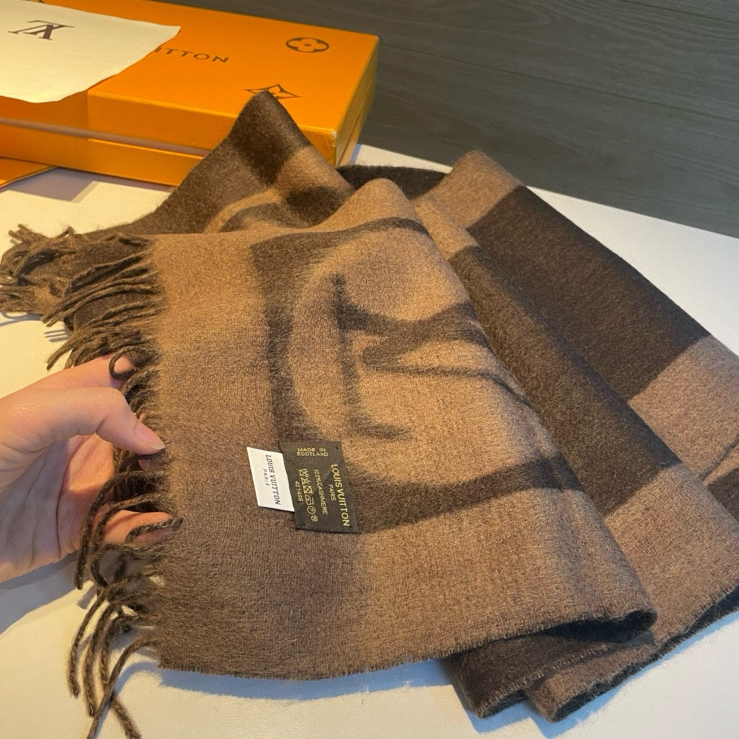 SCARF 180 CM IN MEDIUM BROWN CASHMERE 398244