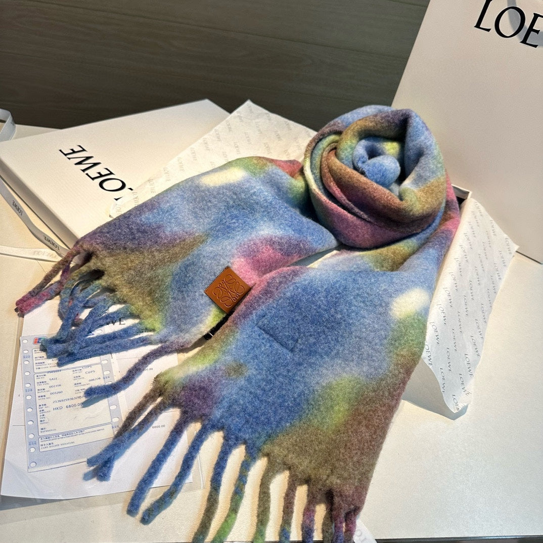 RAINBOW SCARF 185 CM IN COLORFUL MOHAIR AND WOOL 408581