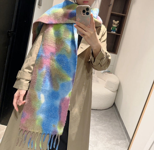 RAINBOW SCARF 185 CM IN COLORFUL MOHAIR AND WOOL 408581