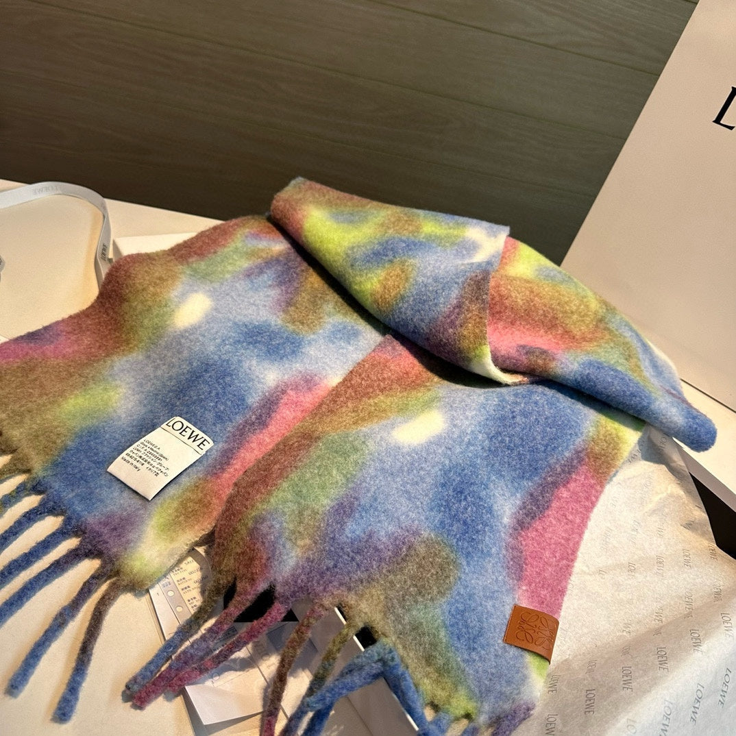 RAINBOW SCARF 185 CM IN COLORFUL MOHAIR AND WOOL 408581