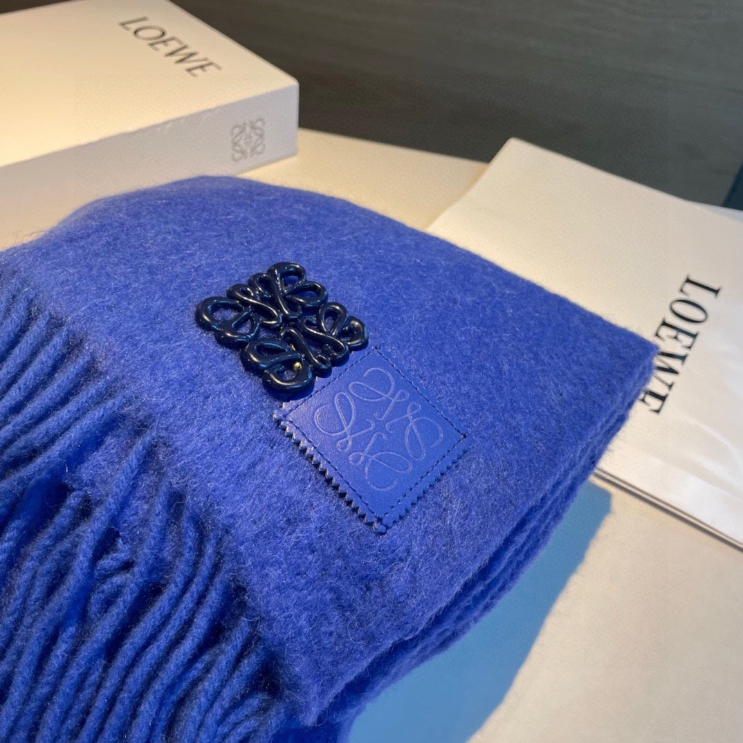 SCARF IN COBALT BLUE MOHAIR AND WOOL 411686