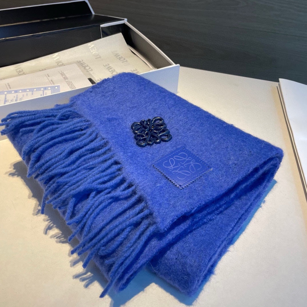 SCARF IN COBALT BLUE MOHAIR AND WOOL 411686