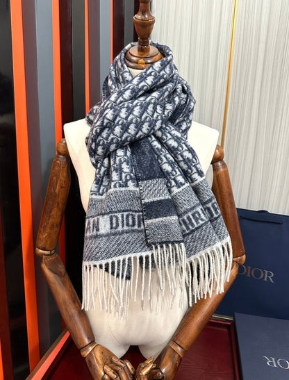 OBLIQUE 190 CM SCARF IN BLACK MIX WHITE TECHNICAL CASHMERE 415486