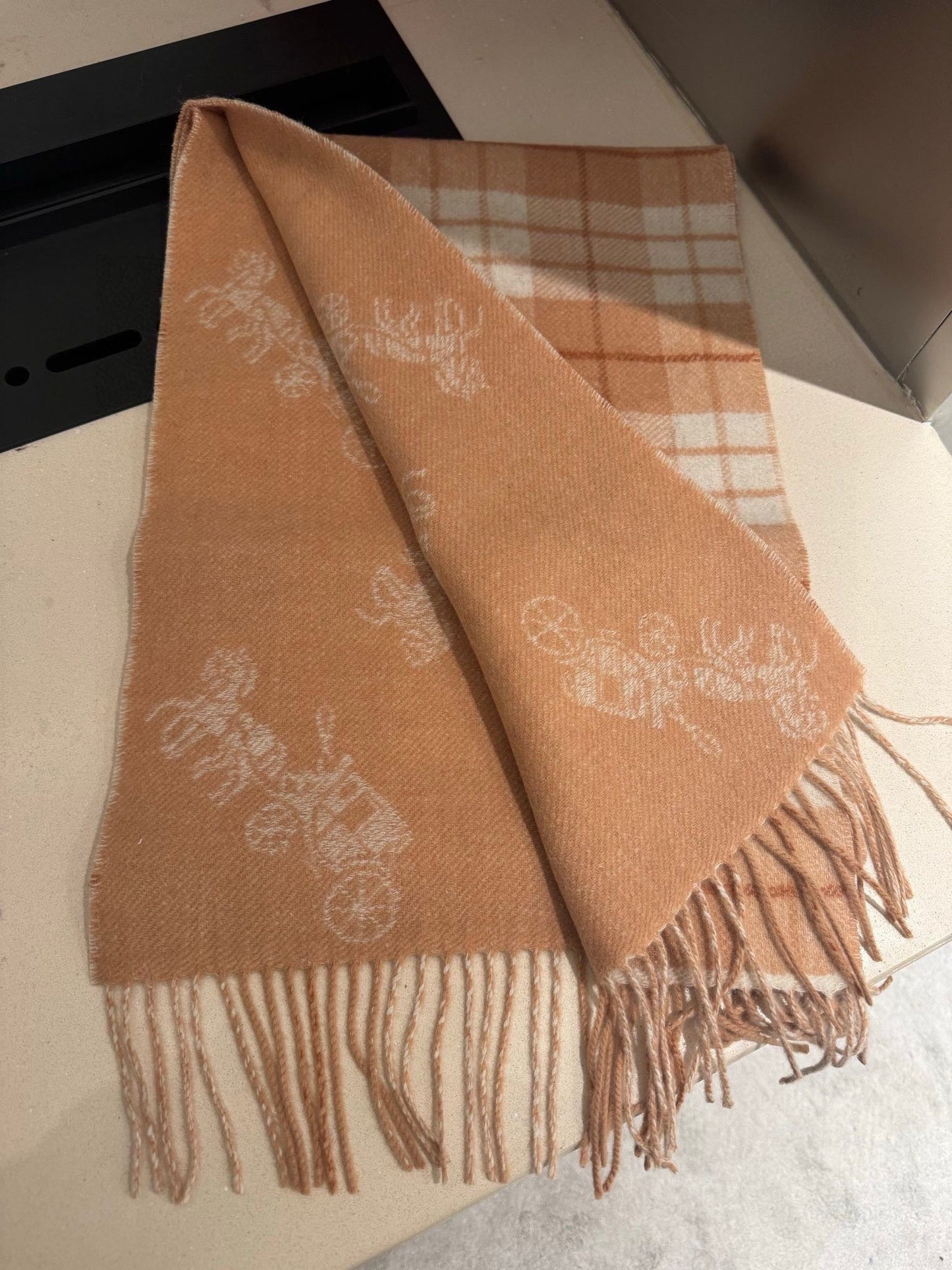 CLASSIC SCARF 190 CM IN BUFF BEIGE WOOL 375278