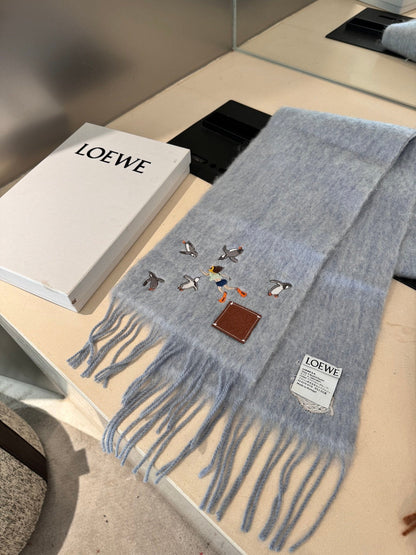 SCARF 185 CM IN LIGHT BLUE MOHAIR AND WOOL 381040