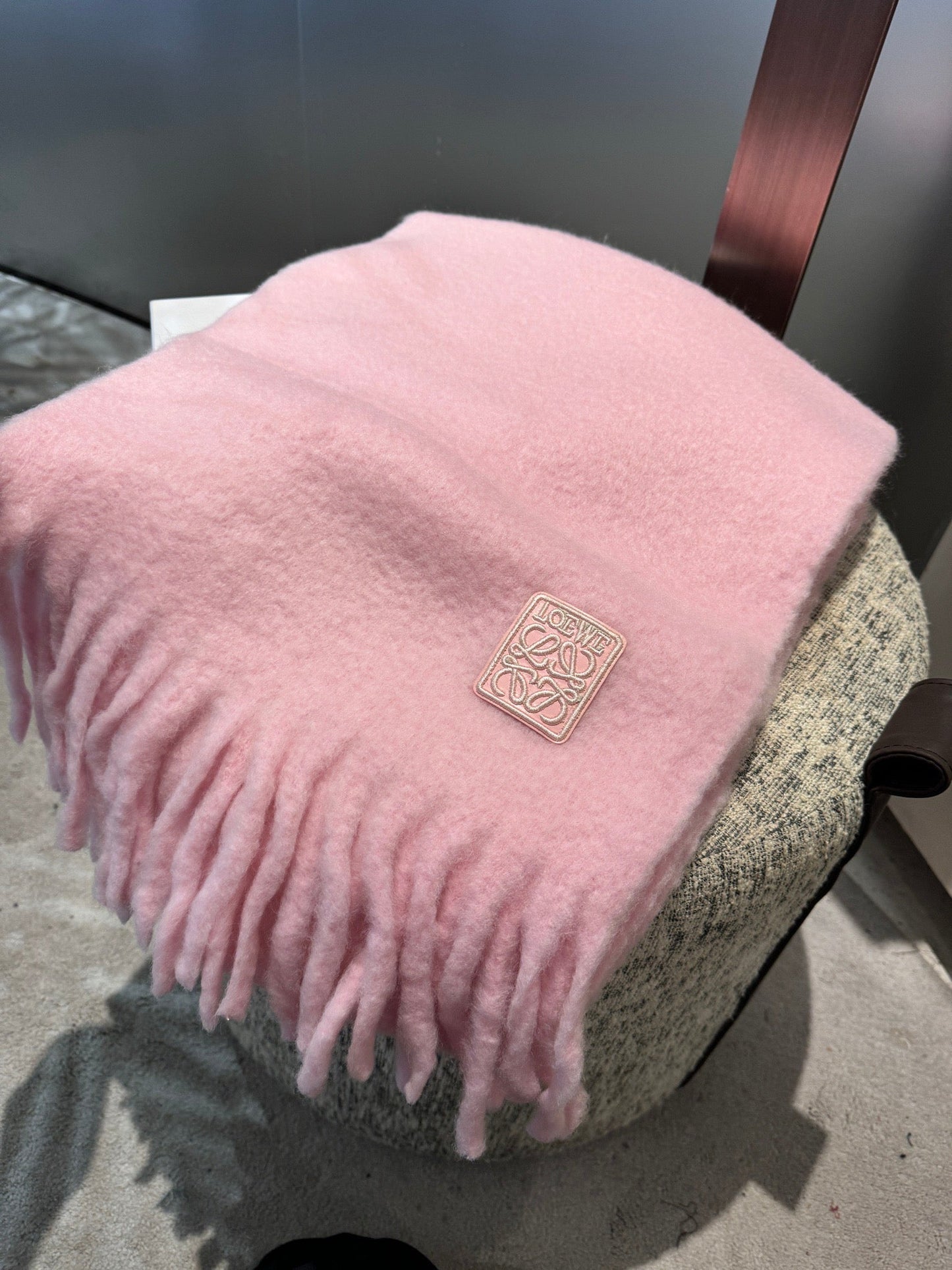 SCARF 185 CM IN PASTEL PINK WOOL 390877