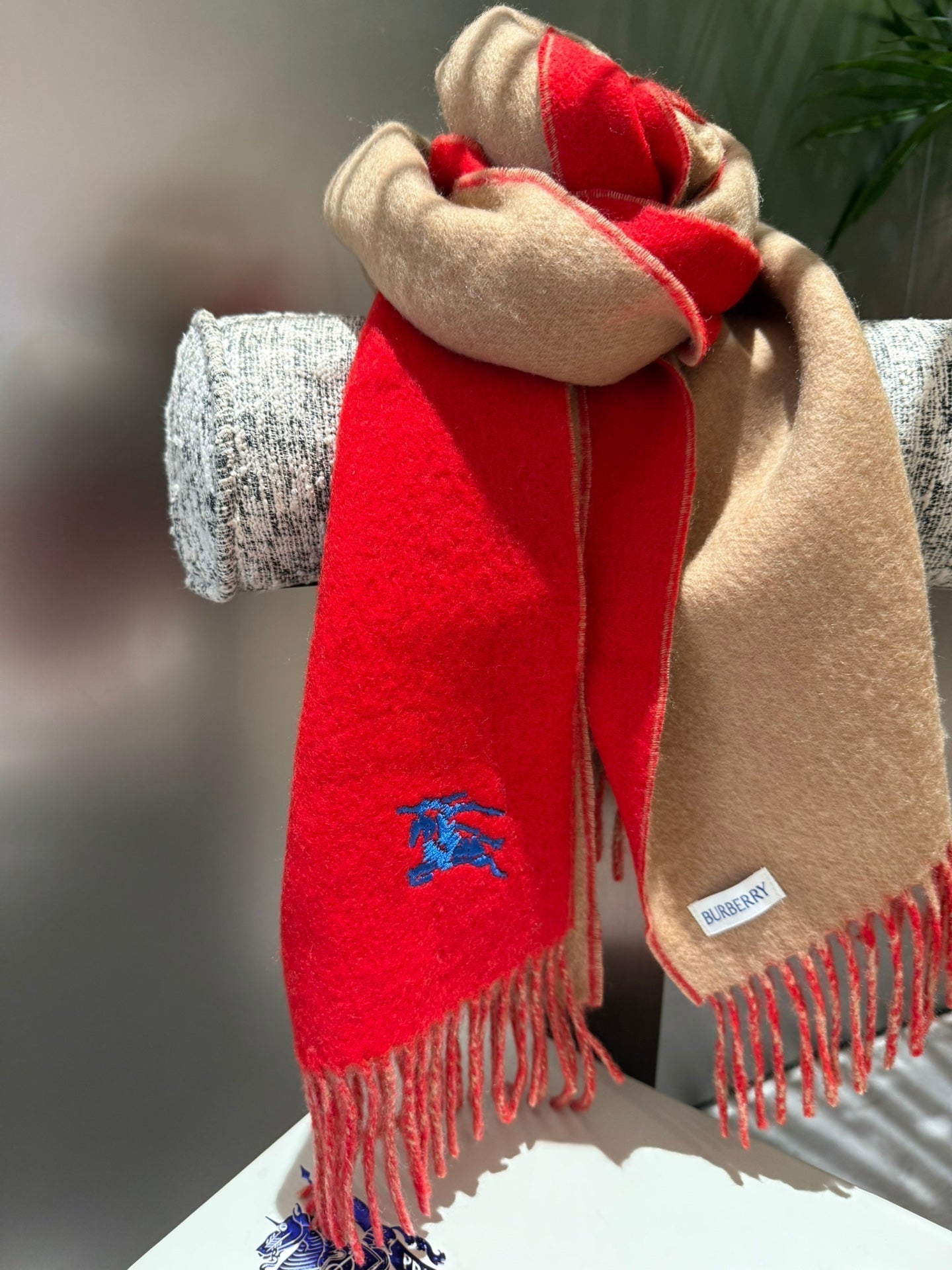 REVERSIBLE SCARF 180 CM IN RED CASHMERE 407413