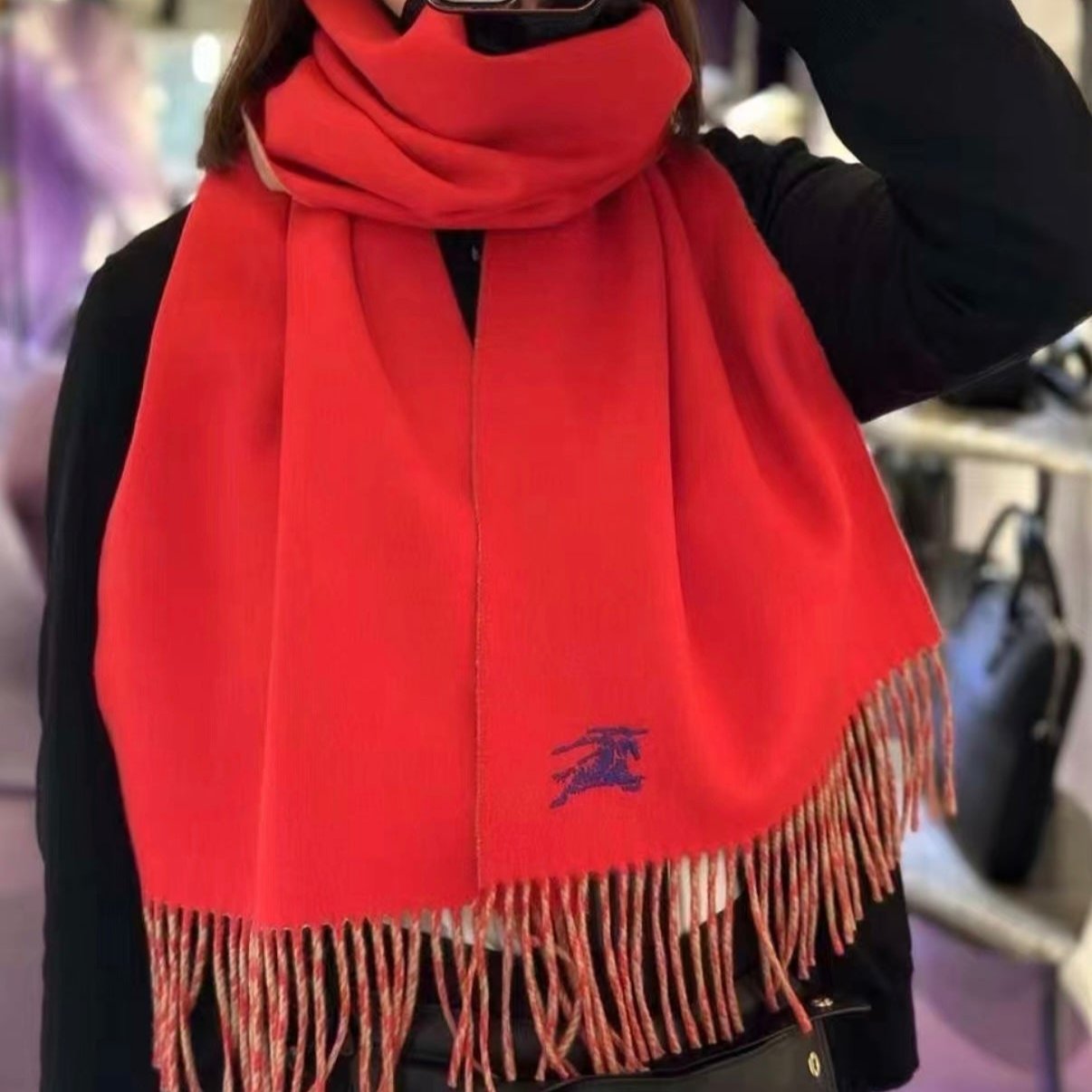 REVERSIBLE SCARF 180 CM IN RED CASHMERE 407413