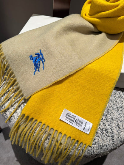 REVERSIBLE SCARF 180 CM IN YELLOW CASHMERE 407415