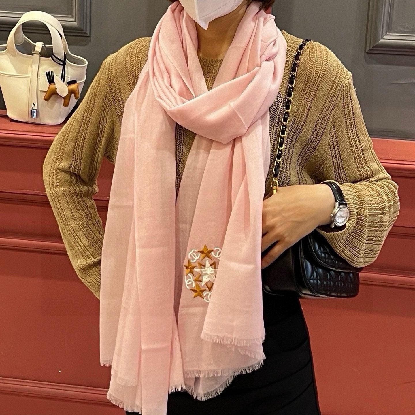 SCARF 200 CM IN BLUSH PINK CASHMERE 394617