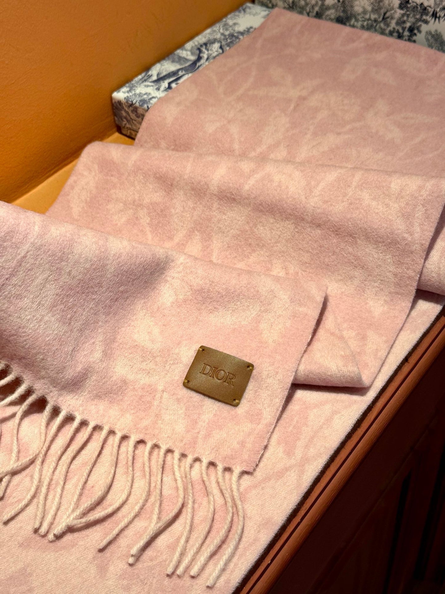 SCARF 180 CM IN BABY PINK MONOGRAM CASHMERE 394643