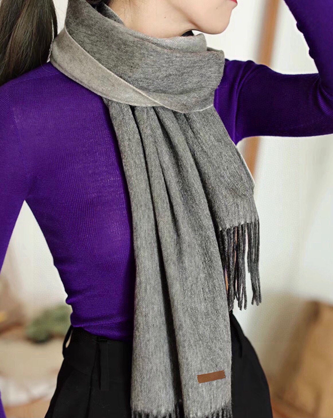 SCARF 180 CM IN DARK GRAY CASHMERE 396480