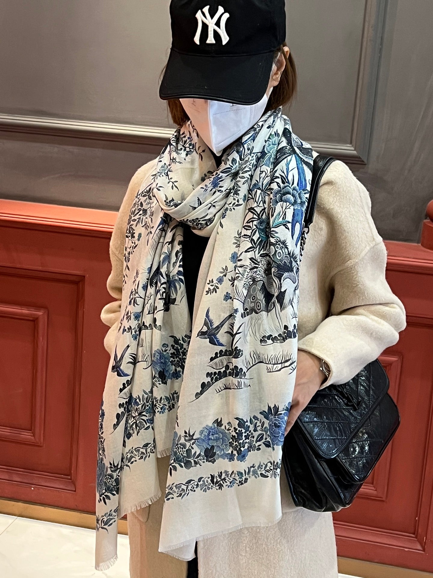 SCARF 200 CM IN WHITE MIX BLUE CASHMERE 413825