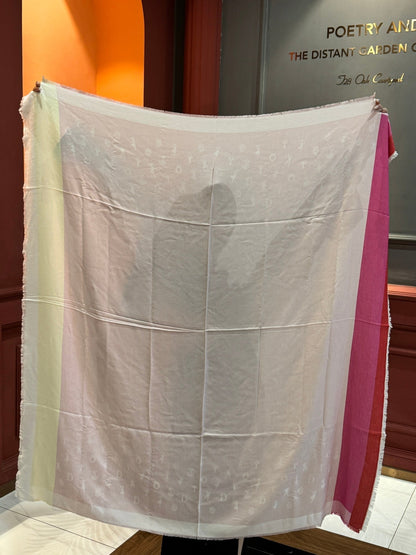 SHAWL 140 CM IN LIGHT PINK CASHMERE AND SILK 413801