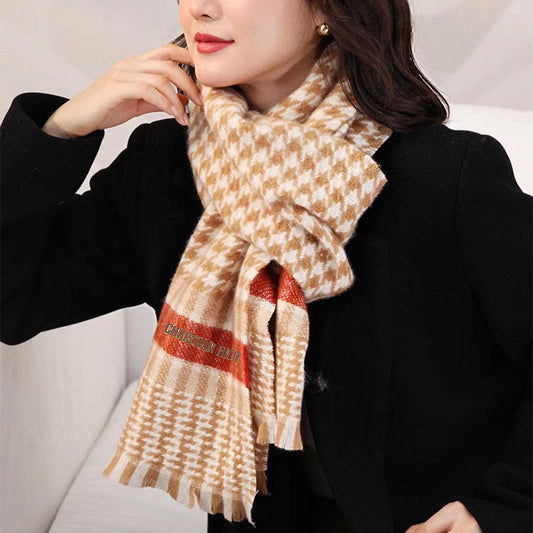 SCARF 190 CM IN PEANUT BROWN MIX WHITE CASHMERE 416802