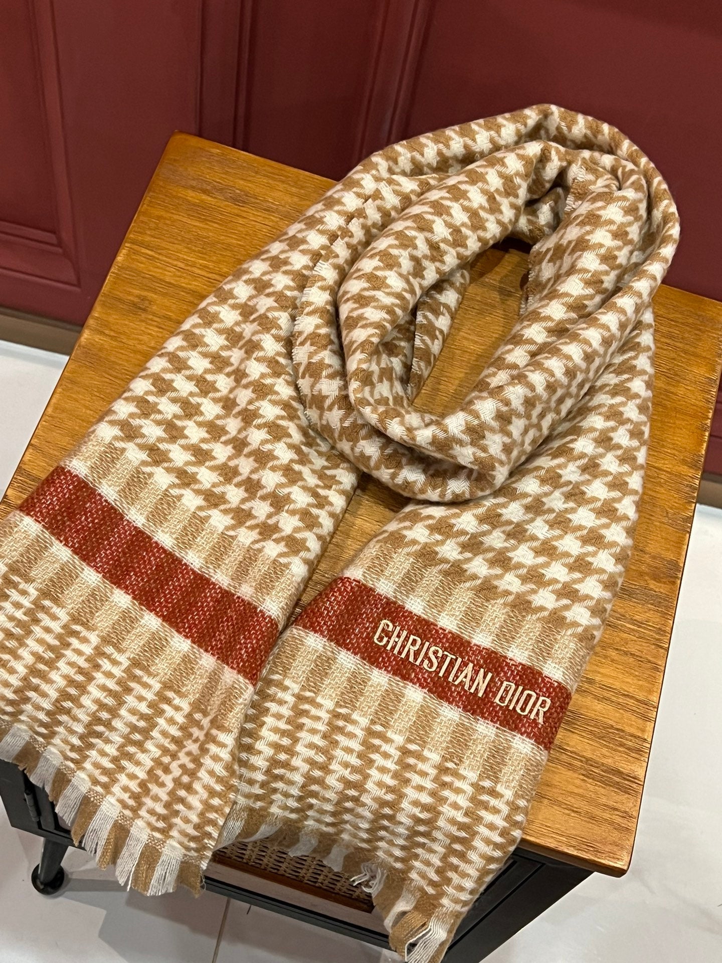 SCARF 190 CM IN PEANUT BROWN MIX WHITE CASHMERE 416802