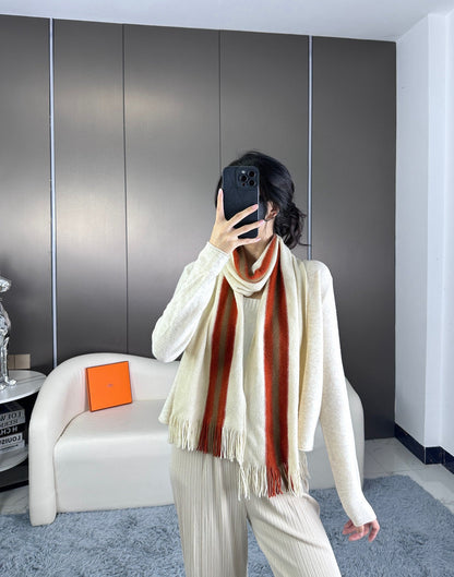 SCARF 180 CM IN WHITE MIX RED CASHMERE 356237