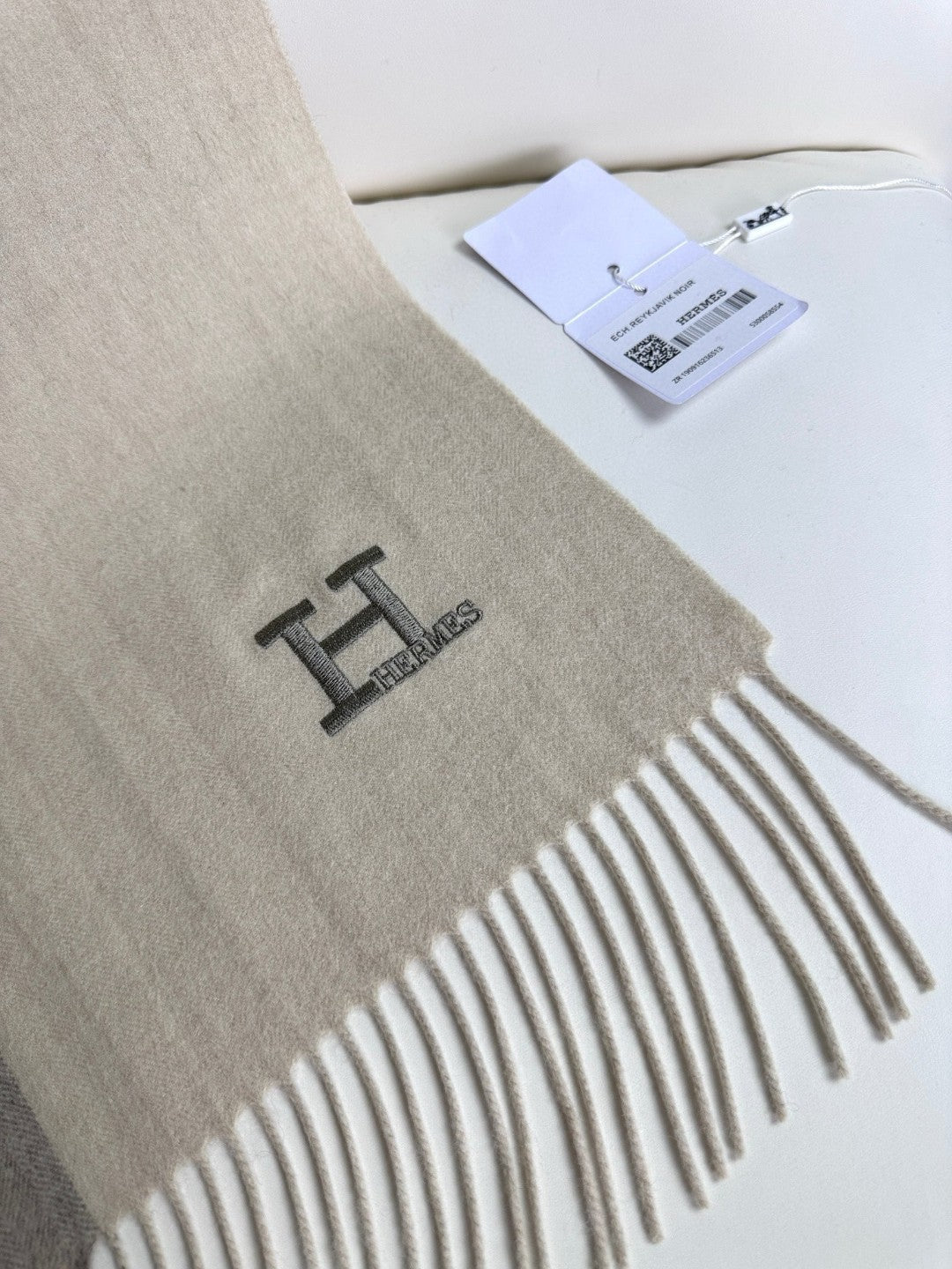 SCARF 190 CM IN ECRU TAN CASHMERE 364769