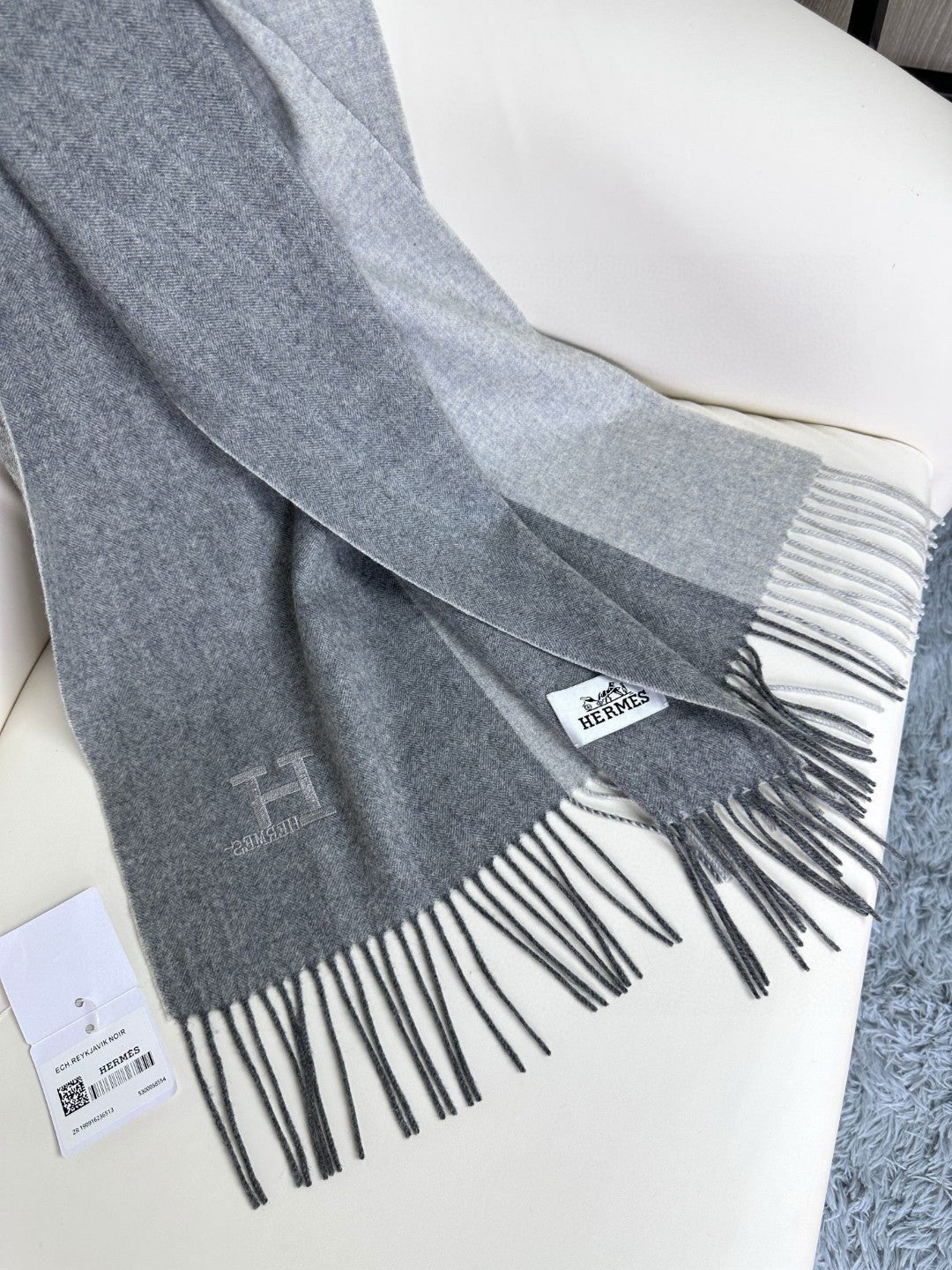 SCARF 190 CM IN COOL GRAY CASHMERE