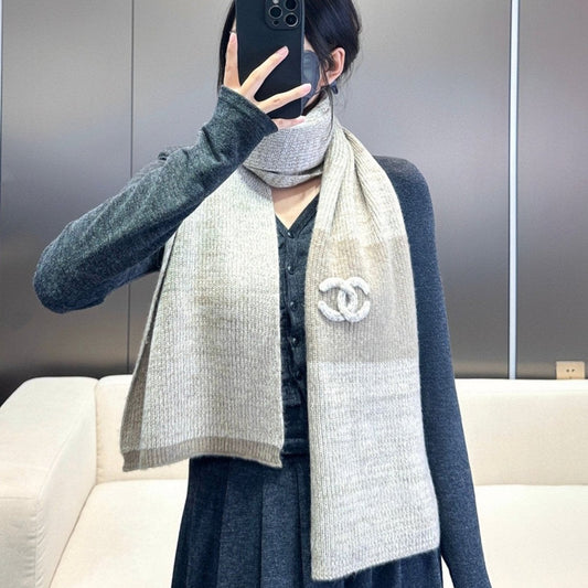 SCARF 180 CM IN KHAKI BROWN CASHMERE 389978