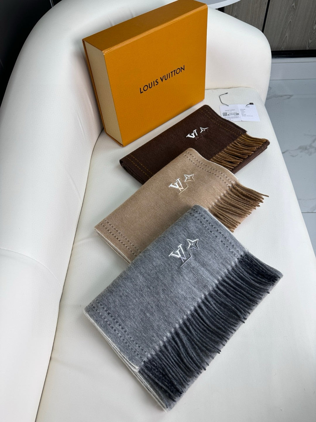 DUAL SCARF 180 CM IN SHARK GRAY CASHMERE 398375