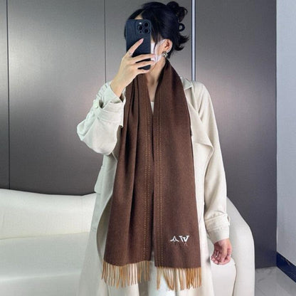 DUAL SCARF 180 CM IN CHOCOLATE BROWN CASHMERE 398376