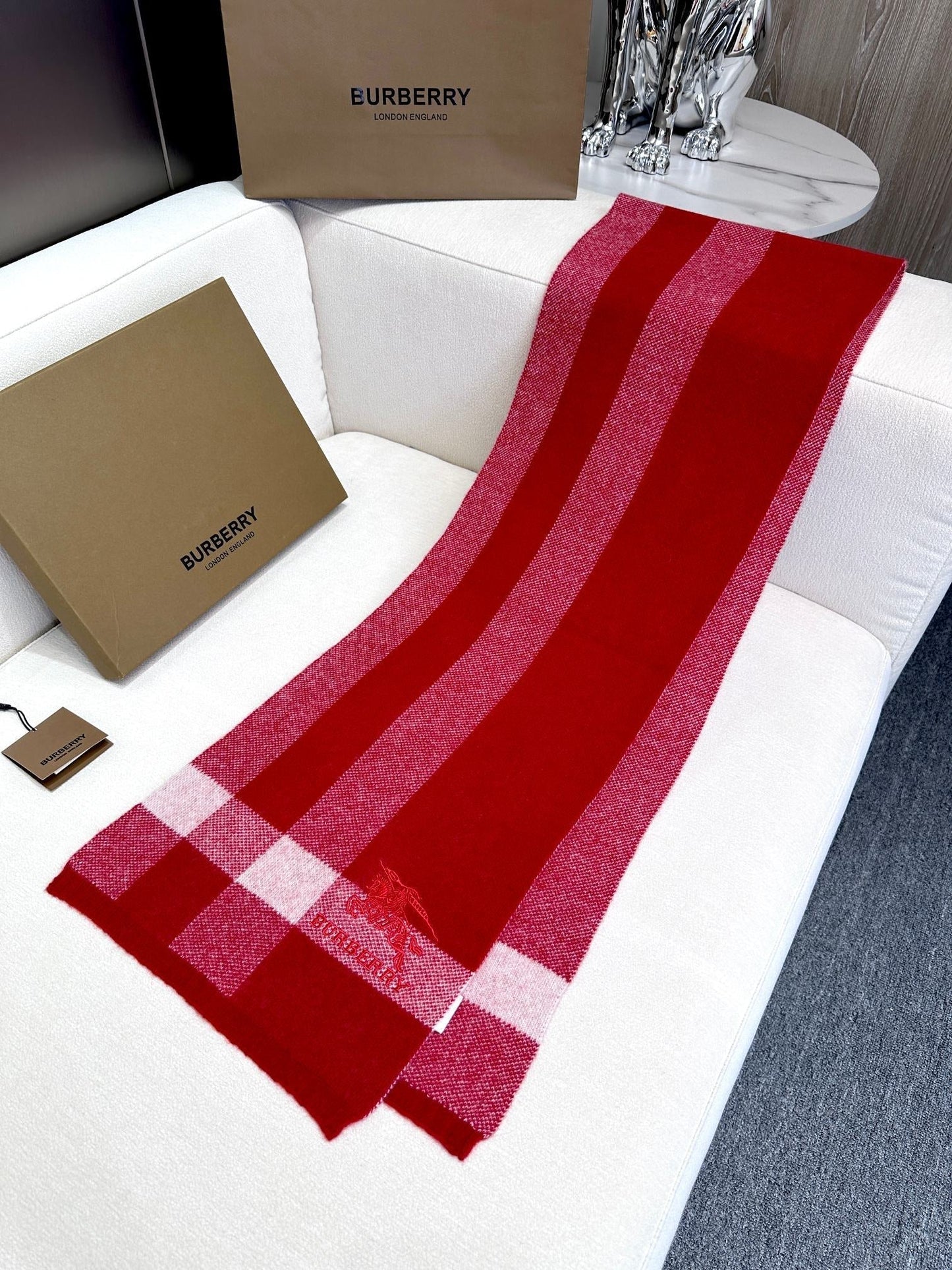 SCARF 190 CM IN CHERRY RED CASHMERE  398397