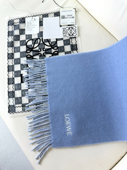 ANAGRAM SCARF 182 CM IN CERULEAN BLUE WOOL AND CASHMERE 408526