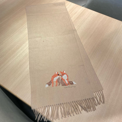 BOX WOOL CASHMERE SCARF 180 CM TAN BEIGE 394451