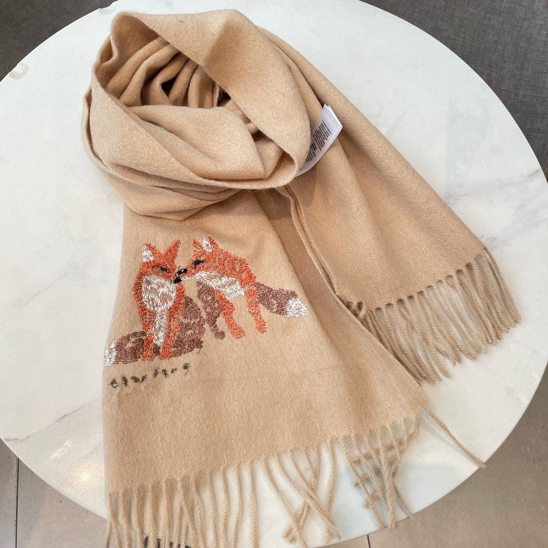 BOX WOOL CASHMERE SCARF 180 CM TAN BEIGE 394451