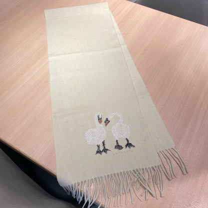 SWAN WOOL CASHMERE SCARF 180 CM IVORY WHITE 394453