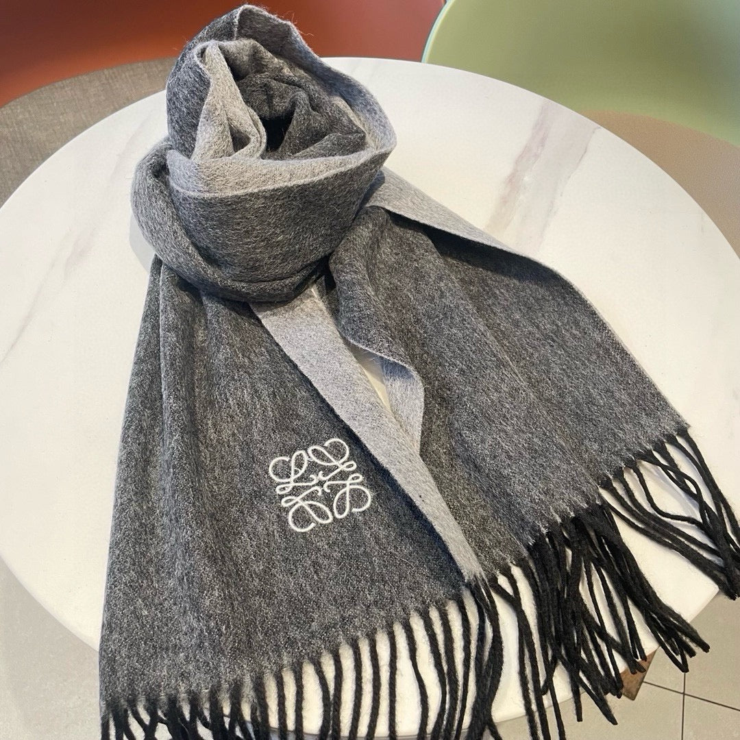 SCARF 180 CM IN MOUSE GRAY CASHMERE AND WOOL 403756