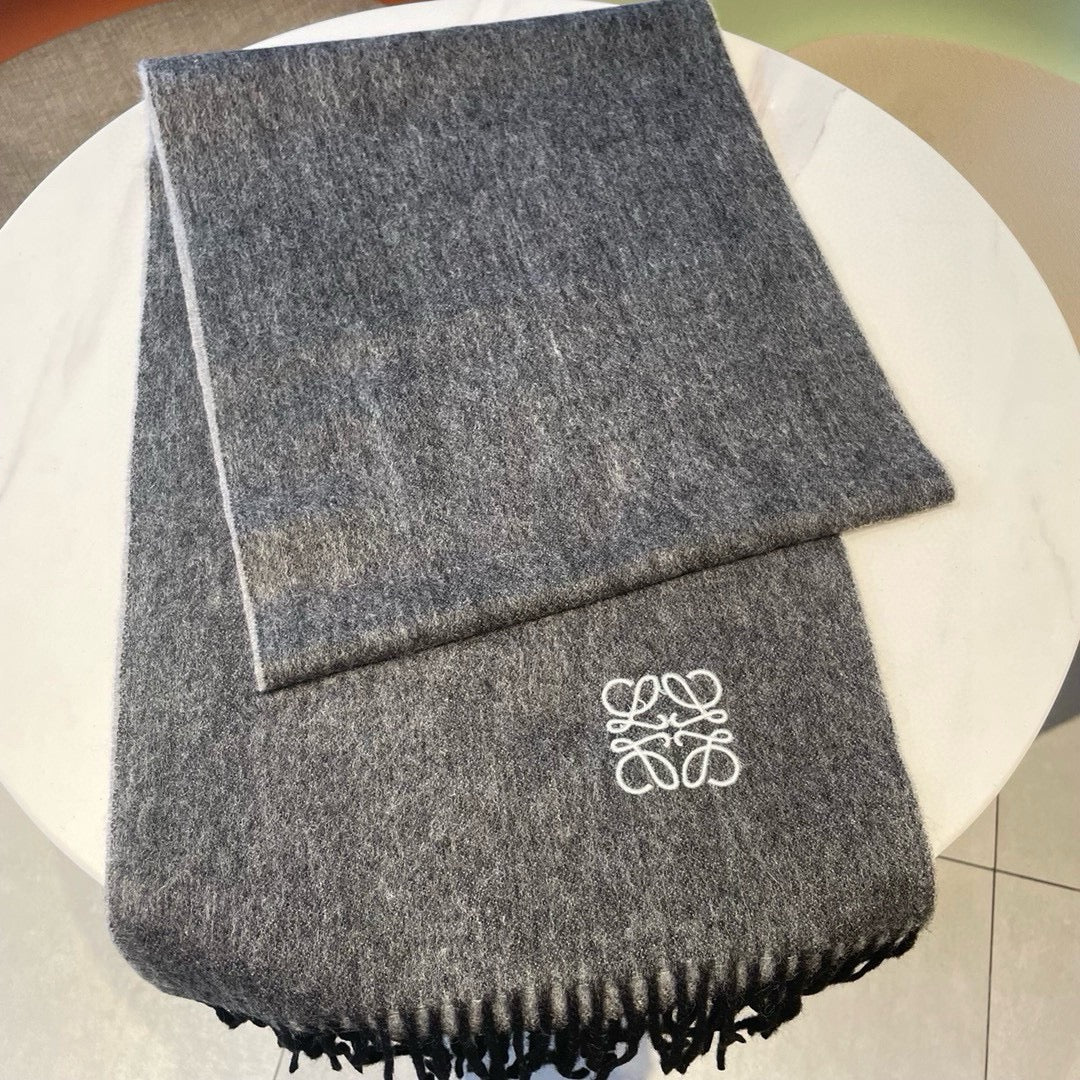 SCARF 180 CM IN MOUSE GRAY CASHMERE AND WOOL 403756