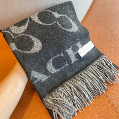 CLASSIC MONOGRAM LOGO WOOL SCARF 195 CM BLACK 413627