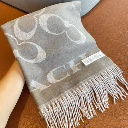 CLASSIC MONOGRAM LOGO WOOL SCARF 195 CM DOVE GRAY 413628