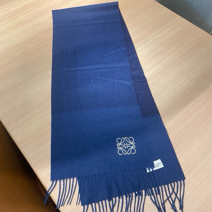 SCARF 180 CM IN COBALT BLUE WOOL AND CASHMERE 415202